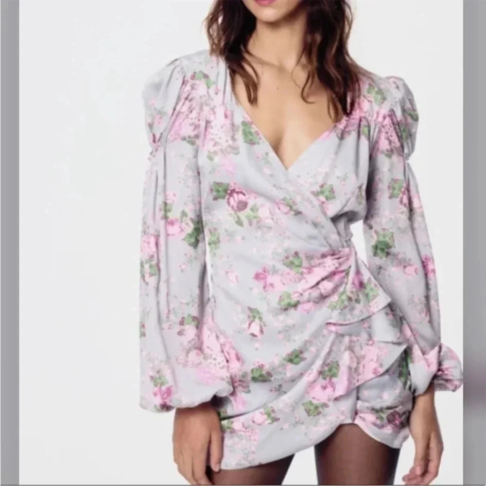 For love & Lemons Jardín floral ruched mini dress
